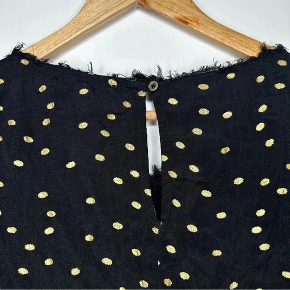 Floreat Anthropologie Everafter Black Metallic Gold Polka Dot Blouse Size Small - Picture 10 of 13